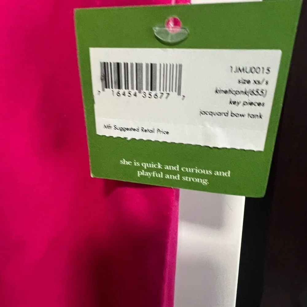 Kate Spade Jacquard Pink Bow Tank, New-with Tags, Size XS, S